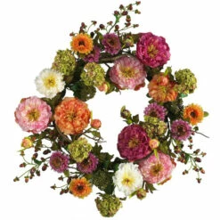 Promo 🛒 Nearly Natural 24" Mixed Peony Wreath 🛒