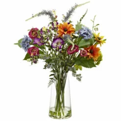 Cheapest 🥰 Nearly Natural Silk Spring Garden Floral Arrangement ⭐