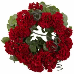 Budget ⌛ Nearly Natural 17" Geranium Artificial Wreath 🎁