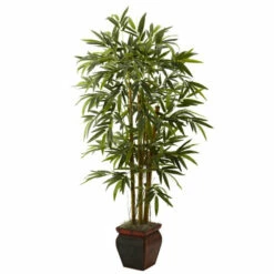 Outlet 🎁 Nearly Natural 5.5 Ft. Bamboo With Decorative Planter 🛒
