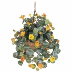 Discount ⌛ Nearly Natural Nasturtium Silk Hanging Basket 💯