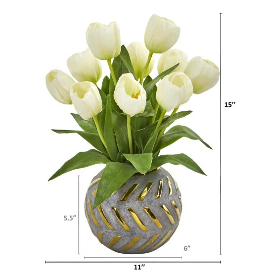 Best deal π Nearly Natural Tulip Artificial Arrangement In Decorative Vase π₯° 4 Best deal π Nearly Natural Tulip Artificial Arrangement In Decorative Vase π₯° - Image 2