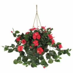 Budget 🔥 Nearly Natural Hibiscus Hanging Basket Red ⌛