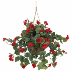 Cheap ❤️ Nearly Natural Begonia Hanging Basket Red 🥰