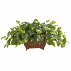 Wholesale 🛒 Nearly Natural Pothos Artificial Plant In Metal Planter 🤩