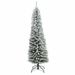 Flash Sale 🌟 Nearly Natural 6 Ft. Flocked Pencil Artificial 🎁 Christmas Tree 💯
