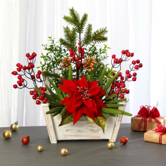 Best reviews of β Nearly Natural 18 In. Poinsettia, Succulent And Berries In Planter π₯ 4 Best reviews of β Nearly Natural 18 In. Poinsettia, Succulent And Berries In Planter π₯ - Image 2