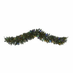 Promo 💯 Nearly Natural 6 Ft. Flocked Garland With 50 Multicolored Lights 🌟