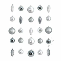 Discount 🤩 Nearly Natural Lux Shatterproof Ornament Set With Storage Container Silver - 23 Count 😍 -Nearly Natural Sales unnamed file 121