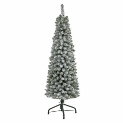 Wholesale 🎉 Nearly Natural 5 Ft. Flocked Pencil Artificial 🎄 Christmas Tree ❤️