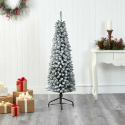 Wholesale 🎉 Nearly Natural 5 Ft. Flocked Pencil Artificial 🎄 Christmas Tree ❤️ -Nearly Natural Sales unnamed file 1212
