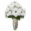 New ✔️ Nearly Natural 27 In. White Poinsettia In Silver Cylinder Vase 🌟 -Nearly Natural Sales unnamed file 1216