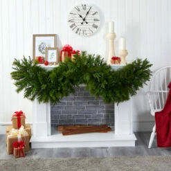 Flash Sale 🌟 Nearly Natural 6 Ft. X 18 In. Pine Extra Wide Garland With 100 Lights ⭐ -Nearly Natural Sales unnamed file 1222