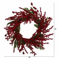 Cheapest 🔔 Nearly Natural 28 In. Cypress Artificial Wreath With Berries 👏 -Nearly Natural Sales unnamed file 1230