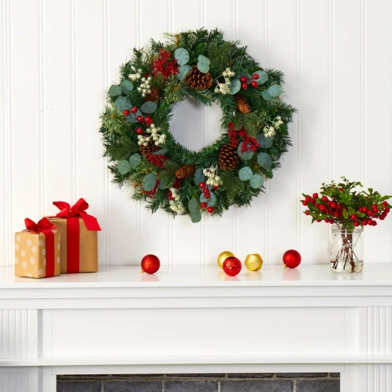 Cheapest π₯ Nearly Natural 24 In. Eucalyptus And Pine Wreath With Berries π 4 Cheapest π₯ Nearly Natural 24 In. Eucalyptus And Pine Wreath With Berries π - Image 2