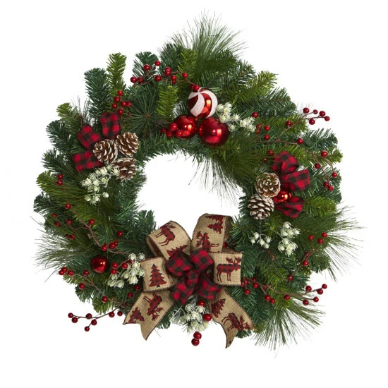 Cheap π Nearly Natural 24 In. π Christmas Artificial Wreath With Ornaments π 3 Cheap π Nearly Natural 24 In. π Christmas Artificial Wreath With Ornaments π