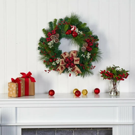 Cheap π Nearly Natural 24 In. π Christmas Artificial Wreath With Ornaments π 4 Cheap π Nearly Natural 24 In. π Christmas Artificial Wreath With Ornaments π - Image 2