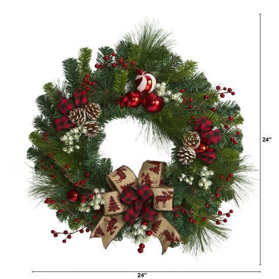 Cheap π Nearly Natural 24 In. π Christmas Artificial Wreath With Ornaments π 5 Cheap π Nearly Natural 24 In. π Christmas Artificial Wreath With Ornaments π - Image 3