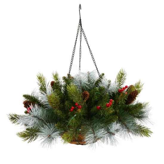 Flash Sale π Nearly Natural 24 In. Holiday Pre Lit Berries β Christmas Hanging Basket π 4 Flash Sale π Nearly Natural 24 In. Holiday Pre Lit Berries β Christmas Hanging Basket π - Image 2