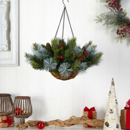 Flash Sale π Nearly Natural 24 In. Holiday Pre Lit Berries β Christmas Hanging Basket π 5 Flash Sale π Nearly Natural 24 In. Holiday Pre Lit Berries β Christmas Hanging Basket π - Image 3