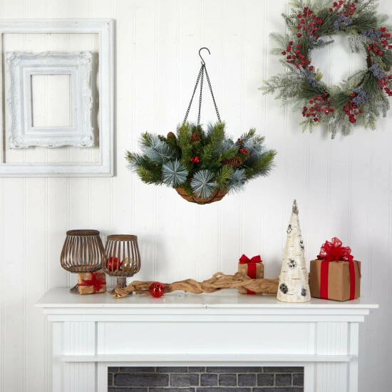 Flash Sale π Nearly Natural 24 In. Holiday Pre Lit Berries β Christmas Hanging Basket π 6 Flash Sale π Nearly Natural 24 In. Holiday Pre Lit Berries β Christmas Hanging Basket π - Image 4
