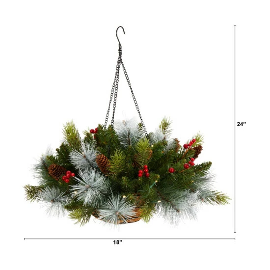 Flash Sale π Nearly Natural 24 In. Holiday Pre Lit Berries β Christmas Hanging Basket π 7 Flash Sale π Nearly Natural 24 In. Holiday Pre Lit Berries β Christmas Hanging Basket π - Image 5