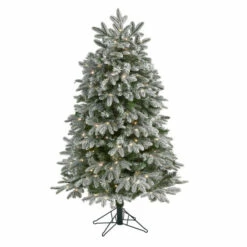 Top 10 🔔 Nearly Natural 5 Ft. Flocked 🎅 Christmas Tree With 300 LED Lights ✔️