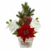 Brand new 😉 Nearly Natural 15 In. Poinsettia And Orchid Artificial Arrangement In 🎅 Christmas Tree Vase ✔️ -Nearly Natural Sales unnamed file 14