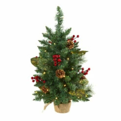 Best deal 💯 Nearly Natural 2 Ft. Pine 🔔 Christmas Tree With 35 LED Lights 👍