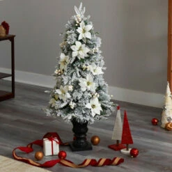 New 🌟 Nearly Natural 4 Ft. Flocked Artificial 🎄 Christmas Tree With 100 Lights 💯 -Nearly Natural Sales unnamed file 1451