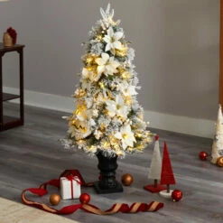 New 🌟 Nearly Natural 4 Ft. Flocked Artificial 🎄 Christmas Tree With 100 Lights 💯 -Nearly Natural Sales unnamed file 1452