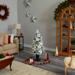 New 🌟 Nearly Natural 4 Ft. Flocked Artificial 🎄 Christmas Tree With 100 Lights 💯 -Nearly Natural Sales unnamed file 1455