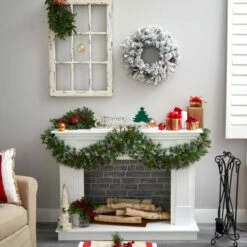 Deals ⭐ Nearly Natural 20 In. Flocked Artificial 🎄 Christmas Wreath With 35 LED 🧨 -Nearly Natural Sales unnamed file 1493