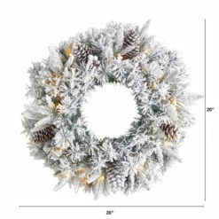 Deals ⭐ Nearly Natural 20 In. Flocked Artificial 🎄 Christmas Wreath With 35 LED 🧨 -Nearly Natural Sales unnamed file 1495