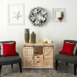 Wholesale 🛒 Nearly Natural 24 In. Flocked Poinsettia Wreath With 50 LED Lights ❤️ -Nearly Natural Sales unnamed file 1502