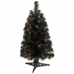Best Pirce 👏 Nearly Natural 2’ Black ❄ Christmas Tree With 35 LED Lights 👍