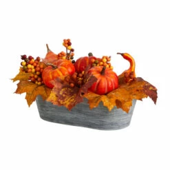 Coupon 😉 Nearly Natural 12 In. Pumpkin Harvest Arrangement In Washed Vase ⭐ -Nearly Natural Sales unnamed file 1516