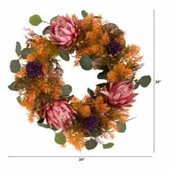 Budget 😉 Nearly Natural 24 In. Autumn Protea Artificial Wreath 👏 -Nearly Natural Sales unnamed file 1532