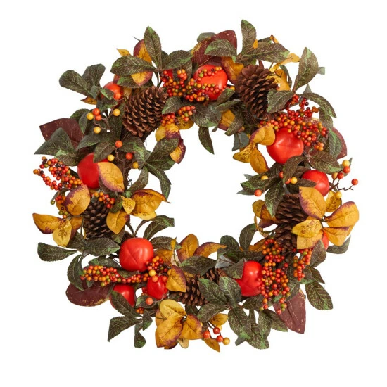 New π― Nearly Natural 26 In. Persimmon And Pinecones Artificial Fall Wreath π 3 New π― Nearly Natural 26 In. Persimmon And Pinecones Artificial Fall Wreath π