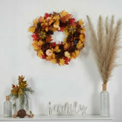 Wholesale 👏 Nearly Natural 26 In. Fall Pumpkin, Gourd And Pinecone Wreath 👏 -Nearly Natural Sales unnamed file 1544