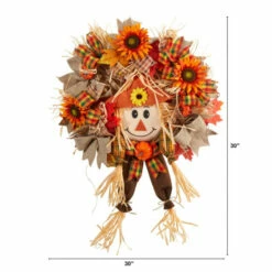 Promo 🎉 Nearly Natural 30 In. Scarecrow Wreath With Sunflower And Bows 🔥 -Nearly Natural Sales unnamed file 1550