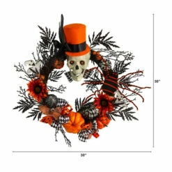 New 🌟 Nearly Natural 30 In. Spider And Skull With Top Hat 💀 Halloween Wreath 👍 -Nearly Natural Sales unnamed file 1559