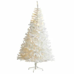 Promo 🔔 Nearly Natural 7.5' White Artificial 🔔 Christmas Tree W/ 400 LED Lights 🌟
