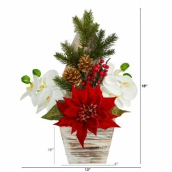 Brand new 😉 Nearly Natural 15 In. Poinsettia And Orchid Artificial Arrangement In 🎅 Christmas Tree Vase ✔️ -Nearly Natural Sales unnamed file 16