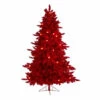 Best deal 🎉 Nearly Natural 6' Red Flocked Fir Artificial Tree With 350 Red Lights 🔔