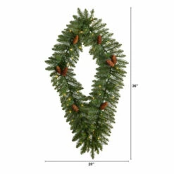 Cheap 🎉 Nearly Natural 3' Geometric Wreath With Pinecones & 50 White Lights 🧨 -Nearly Natural Sales unnamed file 1616