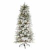 Wholesale ✔️ Nearly Natural 6’ Artificial Flocked Fir 🎁 Christmas Tree W/ 450 Lights ✔️
