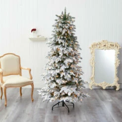 Wholesale ✔️ Nearly Natural 6’ Artificial Flocked Fir 🎁 Christmas Tree W/ 450 Lights ✔️ -Nearly Natural Sales unnamed file 1637