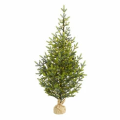 Promo 🎁 Nearly Natural 5' Fraser Fir Artificial Tree W/ 200 LEDs & Burlap Base ⭐