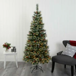 Cheap 💯 Nearly Natural 6’ Frosted Swiss Pine Artificial Tree W LEDs & Berries 🥰 -Nearly Natural Sales unnamed file 1646